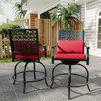Outdoor High Swivel Bar Stools Set of 2, Bar Height Patio Chairs with Seat Cushion for Outdoor, Garden