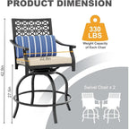Outdoor High Swivel Bar Stools Set of 2, Bar Height Patio Chairs with Seat Cushion for Outdoor, Garden