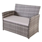 4 Piece Outdoor PE Wicker Furniture Set, Patio Rattan Sectional Sofa Couch with Washable Cushions