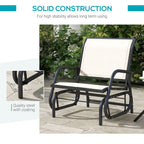 Outsunny Porch Glider with Breathable Mesh Fabric, Curved Armrests and Steel Frame for Garden, Poolside, Backyard, Balcony