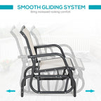 Outsunny Porch Glider with Breathable Mesh Fabric, Curved Armrests and Steel Frame for Garden, Poolside, Backyard, Balcony