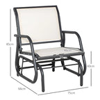 Outsunny Porch Glider with Breathable Mesh Fabric, Curved Armrests and Steel Frame for Garden, Poolside, Backyard, Balcony