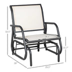 Outsunny Porch Glider with Breathable Mesh Fabric, Curved Armrests and Steel Frame for Garden, Poolside, Backyard, Balcony