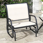 Outsunny Porch Glider with Breathable Mesh Fabric, Curved Armrests and Steel Frame for Garden, Poolside, Backyard, Balcony