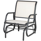 Outsunny Porch Glider with Breathable Mesh Fabric, Curved Armrests and Steel Frame for Garden, Poolside, Backyard, Balcony