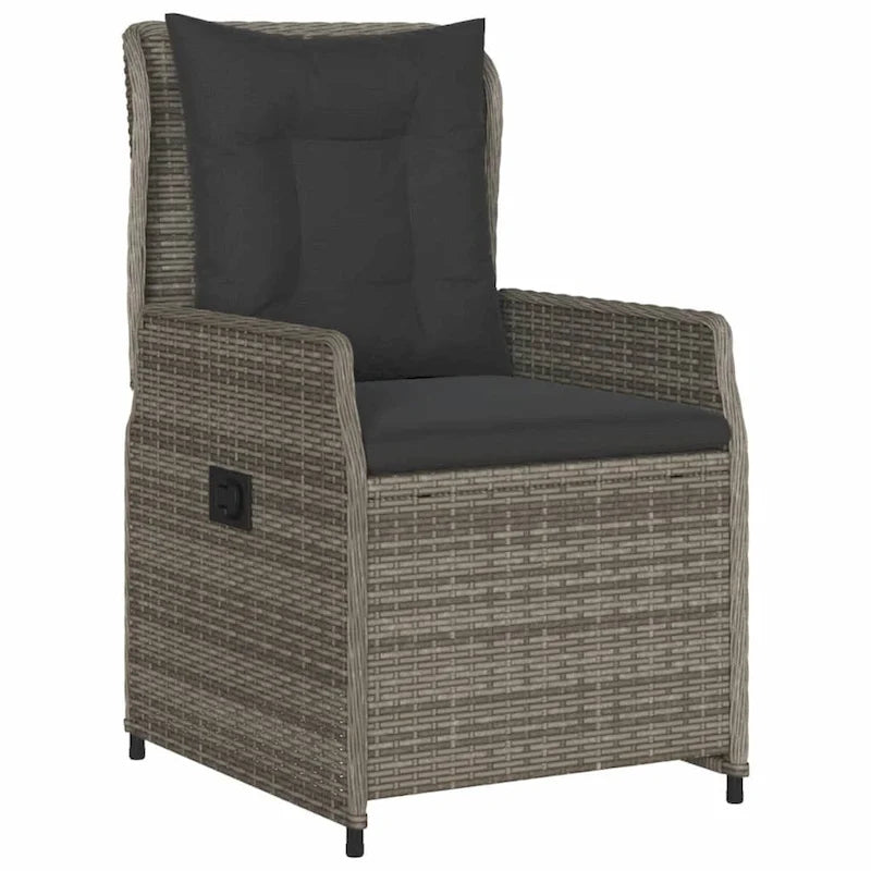vidaXL Garden Dining Set Grey PE rattan Medium Removable Covers - 31.5 x 31.5 x 29.1/ 2