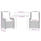 vidaXL Garden Dining Set Grey PE rattan Medium Removable Covers - 31.5 x 31.5 x 29.1/ 2