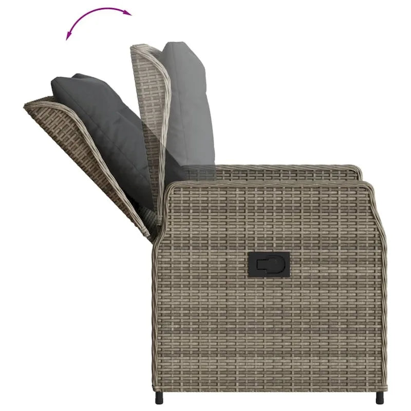 vidaXL Garden Dining Set Grey PE rattan Medium Removable Covers - 31.5 x 31.5 x 29.1/ 2
