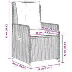 vidaXL Garden Dining Set Grey PE rattan Medium Removable Covers - 31.5 x 31.5 x 29.1/ 2