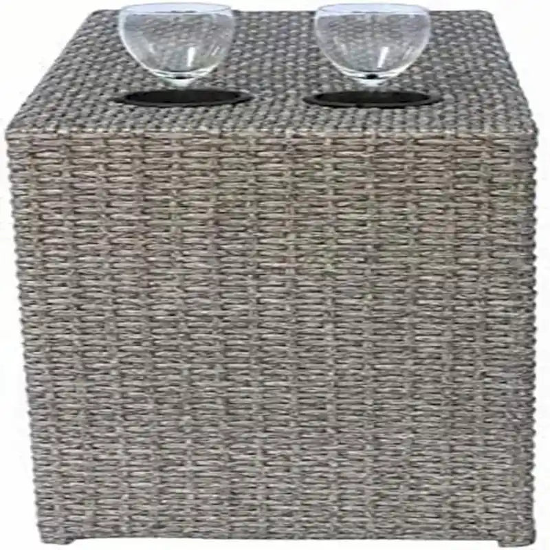 Fully Assembled Outdoor wicker Side Table,Grey Mix