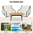 3 Pieces Outdoor Patio Chaise Lounges Chairs Set for Lawn Deck Beach, Conversation Sets Accent Arm Chairs with Acacia Side Table
