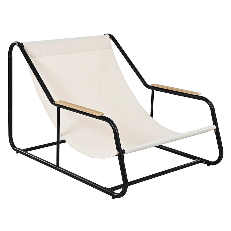 3 Pieces Outdoor Patio Chaise Lounges Chairs Set for Lawn Deck Beach, Conversation Sets Accent Arm Chairs with Acacia Side Table