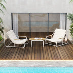 3 Pieces Outdoor Patio Chaise Lounges Chairs Set for Lawn Deck Beach, Conversation Sets Accent Arm Chairs with Acacia Side Table