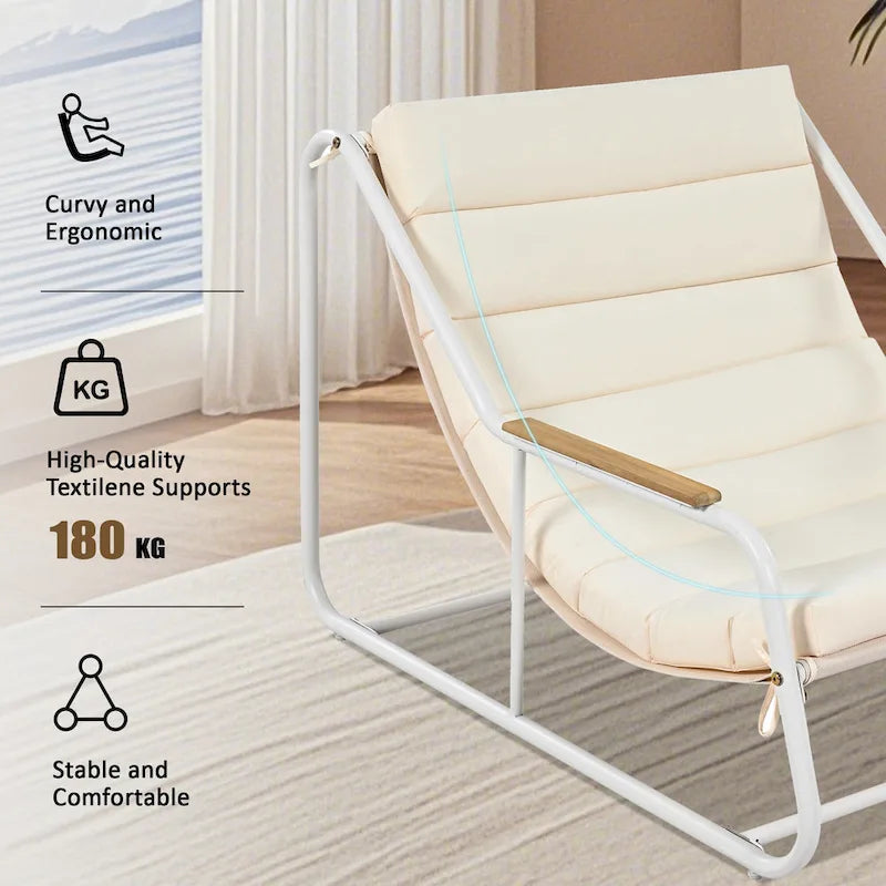 3 Pieces Outdoor Patio Chaise Lounges Chairs Set for Lawn Deck Beach, Conversation Sets Accent Arm Chairs with Acacia Side Table