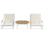 3 Pieces Outdoor Patio Chaise Lounges Chairs Set for Lawn Deck Beach, Conversation Sets Accent Arm Chairs with Acacia Side Table