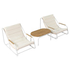 3 Pieces Outdoor Patio Chaise Lounges Chairs Set for Lawn Deck Beach, Conversation Sets Accent Arm Chairs with Acacia Side Table