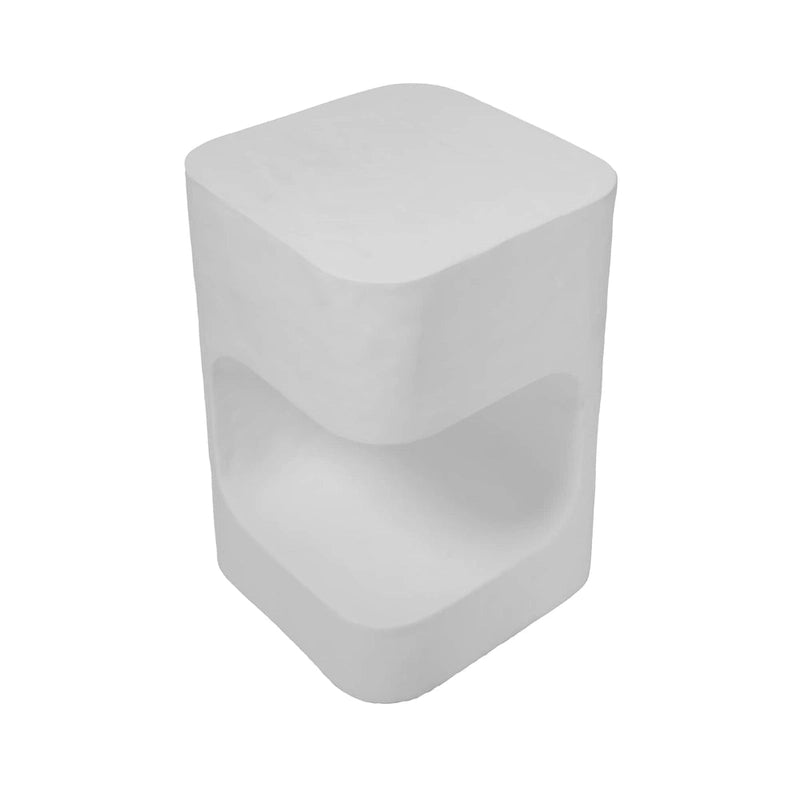 Grover Outdoor Faux Stone Asymmetrical Side Table