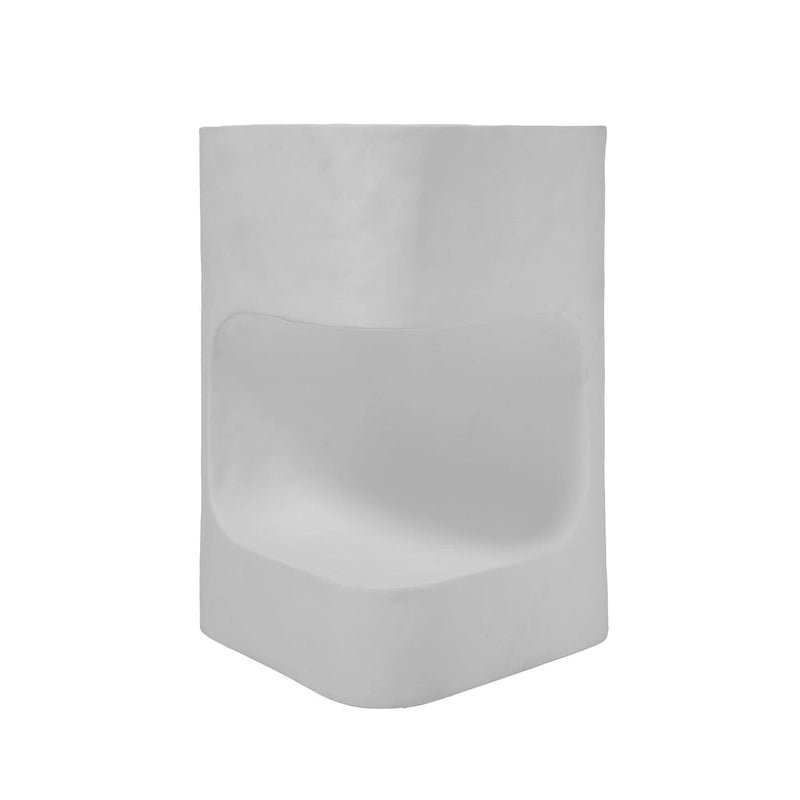 Grover Outdoor Faux Stone Asymmetrical Side Table