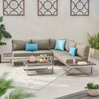 Roomfitters 5-Seater Outdoor Sofa Set, Weather-Resistant Cushioned Patio Seating, Modern Metal Frame