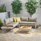 Roomfitters 5-Seater Outdoor Sofa Set, Weather-Resistant Cushioned Patio Seating, Modern Metal Frame