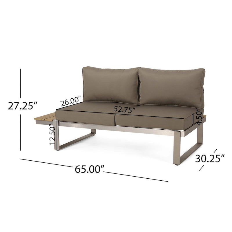 Roomfitters 5-Seater Outdoor Sofa Set, Weather-Resistant Cushioned Patio Seating, Modern Metal Frame