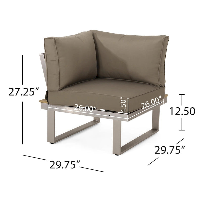 Roomfitters 5-Seater Outdoor Sofa Set, Weather-Resistant Cushioned Patio Seating, Modern Metal Frame
