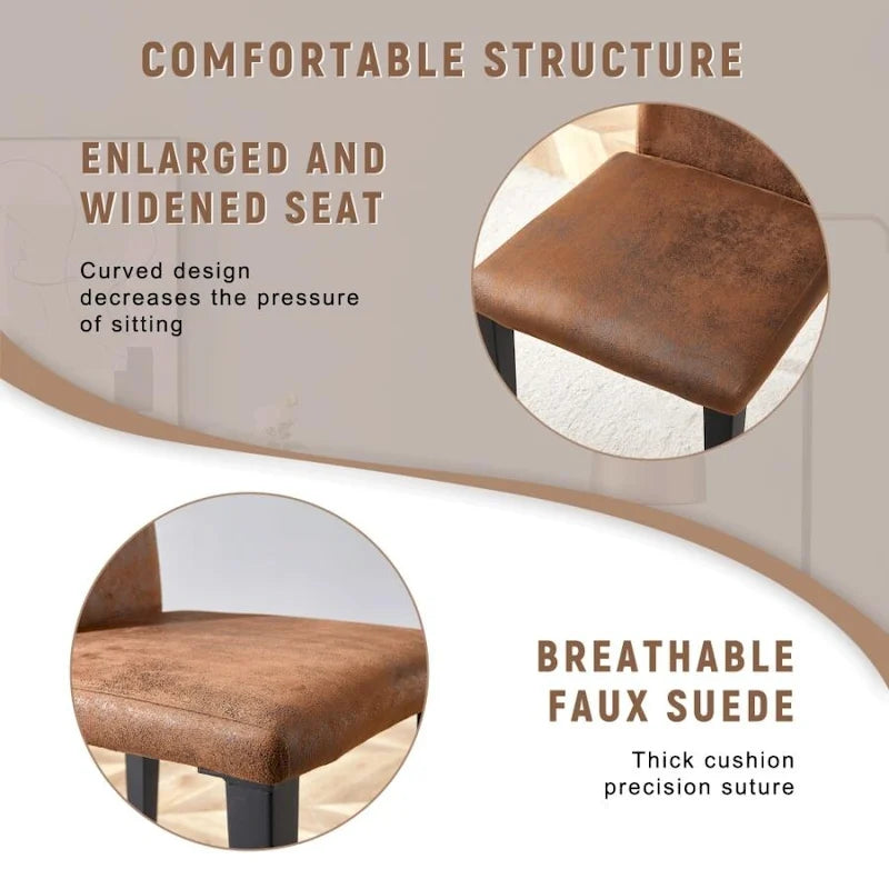 Outdoor 47.3 inch Dining Set with Double-layer Storage and 4 Brown Technology Fabric Dining Chairs