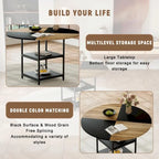 Outdoor 47.3 inch Dining Set with Double-layer Storage and 4 Brown Technology Fabric Dining Chairs
