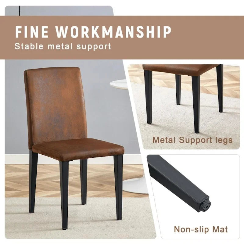 Outdoor 47.3 inch Dining Set with Double-layer Storage and 4 Brown Technology Fabric Dining Chairs