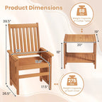 Gymax 3PCS Furniture Set w/ 1.5 Umbrella Hole Hardwood Table &
