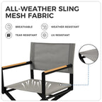 Folding 2-Pack Directors Chairs, Sling and Woodgrain Armrests, Black