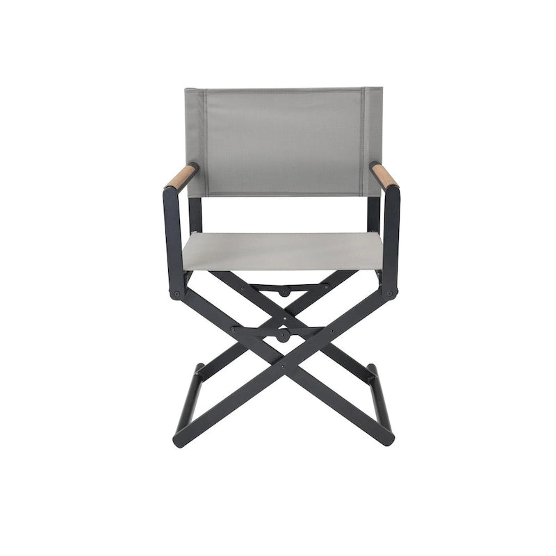Folding 2-Pack Directors Chairs, Sling and Woodgrain Armrests, Black