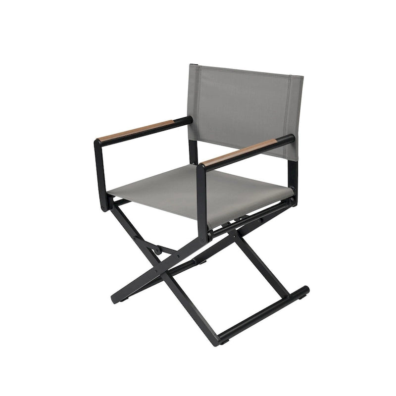 Folding 2-Pack Directors Chairs, Sling and Woodgrain Armrests, Black