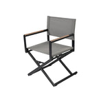 Folding 2-Pack Directors Chairs, Sling and Woodgrain Armrests, Black