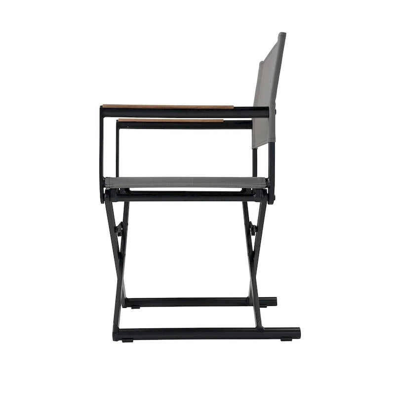 Folding 2-Pack Directors Chairs, Sling and Woodgrain Armrests, Black