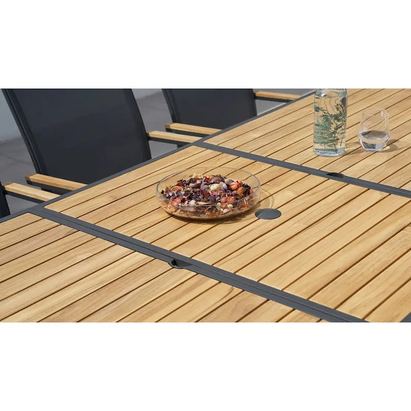 Catania Dark Gray 11-Piece Aluminum Outdoor Dining Set with Sling Set in Pewter - N/A