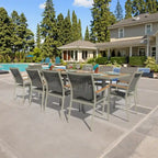 Catania Grey Seagull 11-Piece Aluminum Outdoor Dining Set with Sling Set in Pewter - N/A