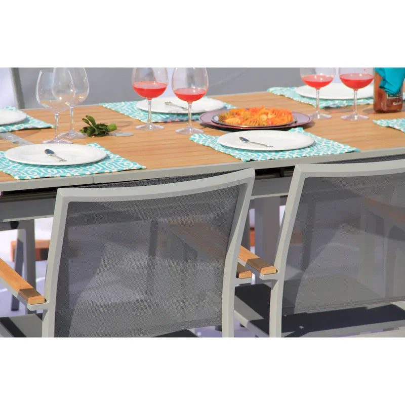 Catania Grey Seagull 11-Piece Aluminum Outdoor Dining Set with Sling Set in Pewter - N/A