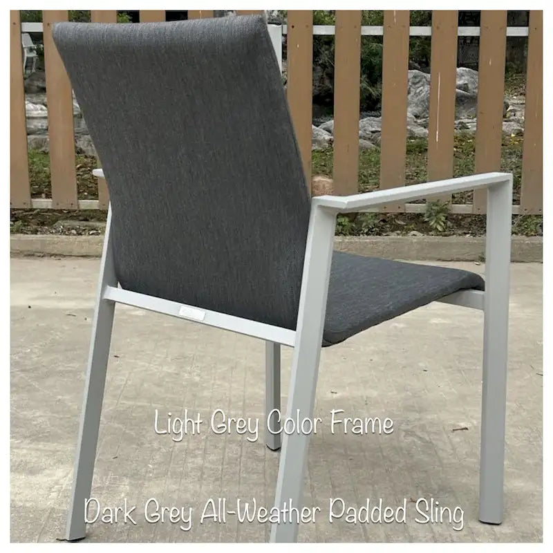 Vesuvio Light Grey 11-Piece Aluminum Outdoor Dining Set with Sling Set in Midnight Grey - N/A