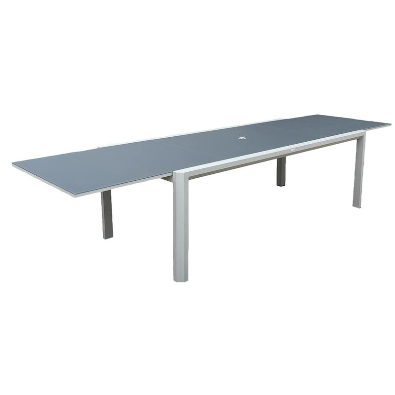 Vesuvio Light Grey 11-Piece Aluminum Outdoor Dining Set with Sling Set in Midnight Grey - N/A
