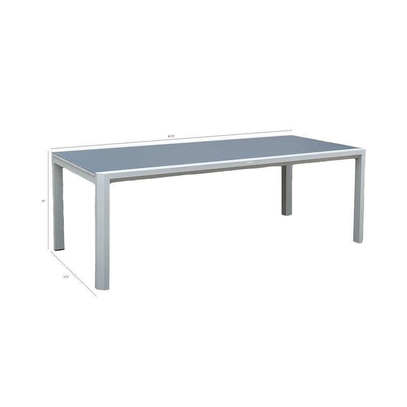 Vesuvio Light Grey 11-Piece Aluminum Outdoor Dining Set with Sling Set in Midnight Grey - N/A