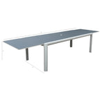 Vesuvio Light Grey 11-Piece Aluminum Outdoor Dining Set with Sling Set in Midnight Grey - N/A