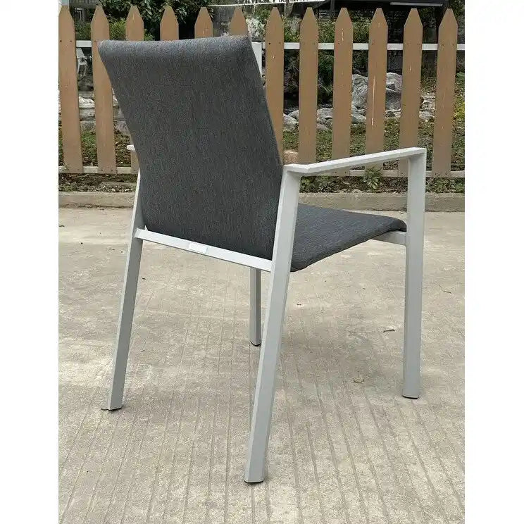 Vesuvio Light Grey 11-Piece Aluminum Outdoor Dining Set with Sling Set in Midnight Grey - N/A