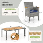 Gymax 9 Pieces Patio PE Wicker Dining Set Outdoor Acacia Wood Table &