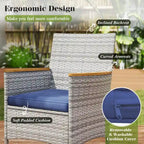 Gymax 9 Pieces Patio PE Wicker Dining Set Outdoor Acacia Wood Table &