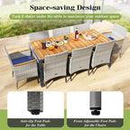 Gymax 9 Pieces Patio PE Wicker Dining Set Outdoor Acacia Wood Table &