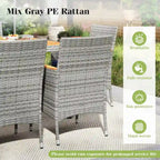 Gymax 9 Pieces Patio PE Wicker Dining Set Outdoor Acacia Wood Table &