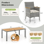 Gymax 9 Pieces Patio PE Wicker Dining Set Outdoor Acacia Wood Table &