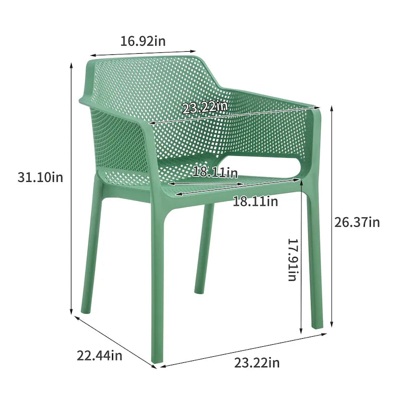 3-Piece Outdoor Bistro Set, 2 Stackable Chairs & 1 Table, Durable Resin Material for Balcony, Patio, Garden