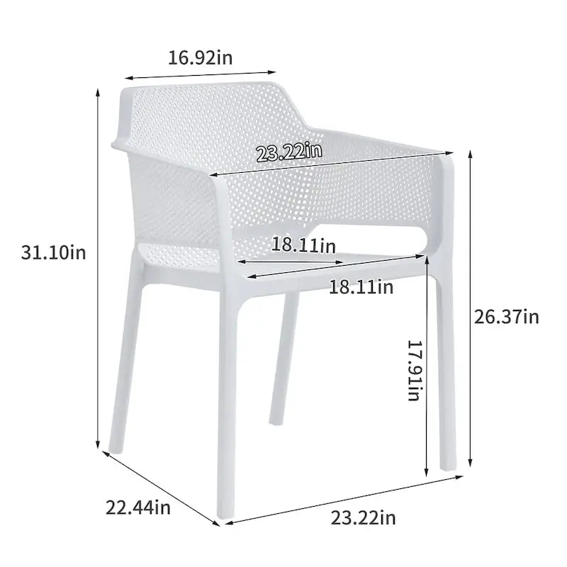 3-Piece Outdoor Bistro Set, 2 Stackable Chairs & 1 Table, Durable Resin Material for Balcony, Patio, Garden